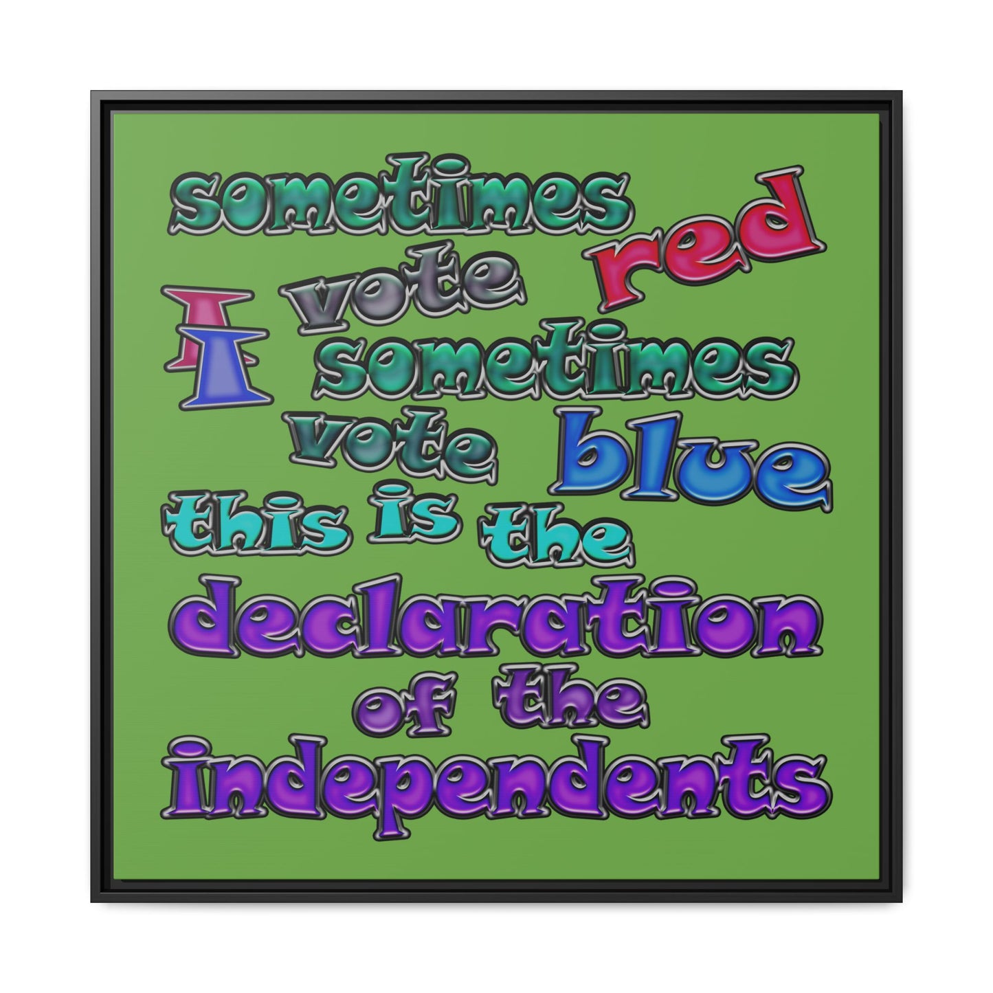 declaration of the independents - framed canvas art (green)