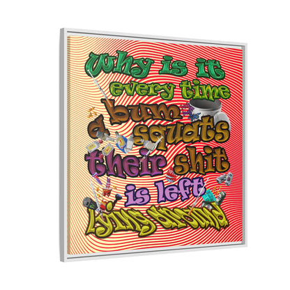the bum's shit - framed canvas art (yellow-orange wave)