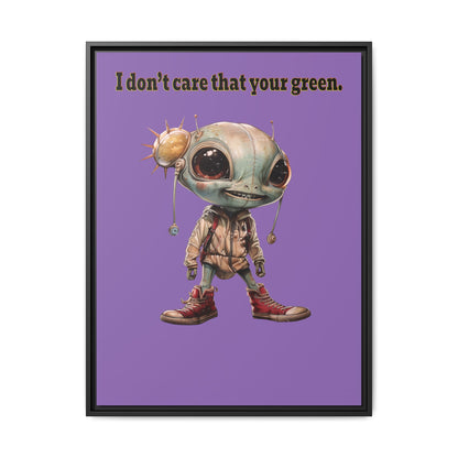 I don't care that your green - framed canvas art (light purple)