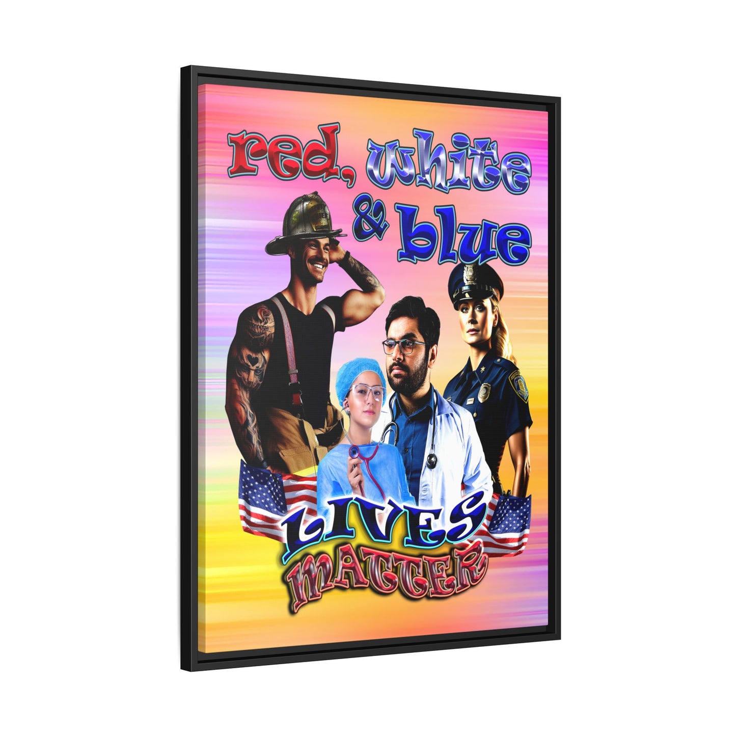 rw&b lives matter - framed canvas art (color blur)