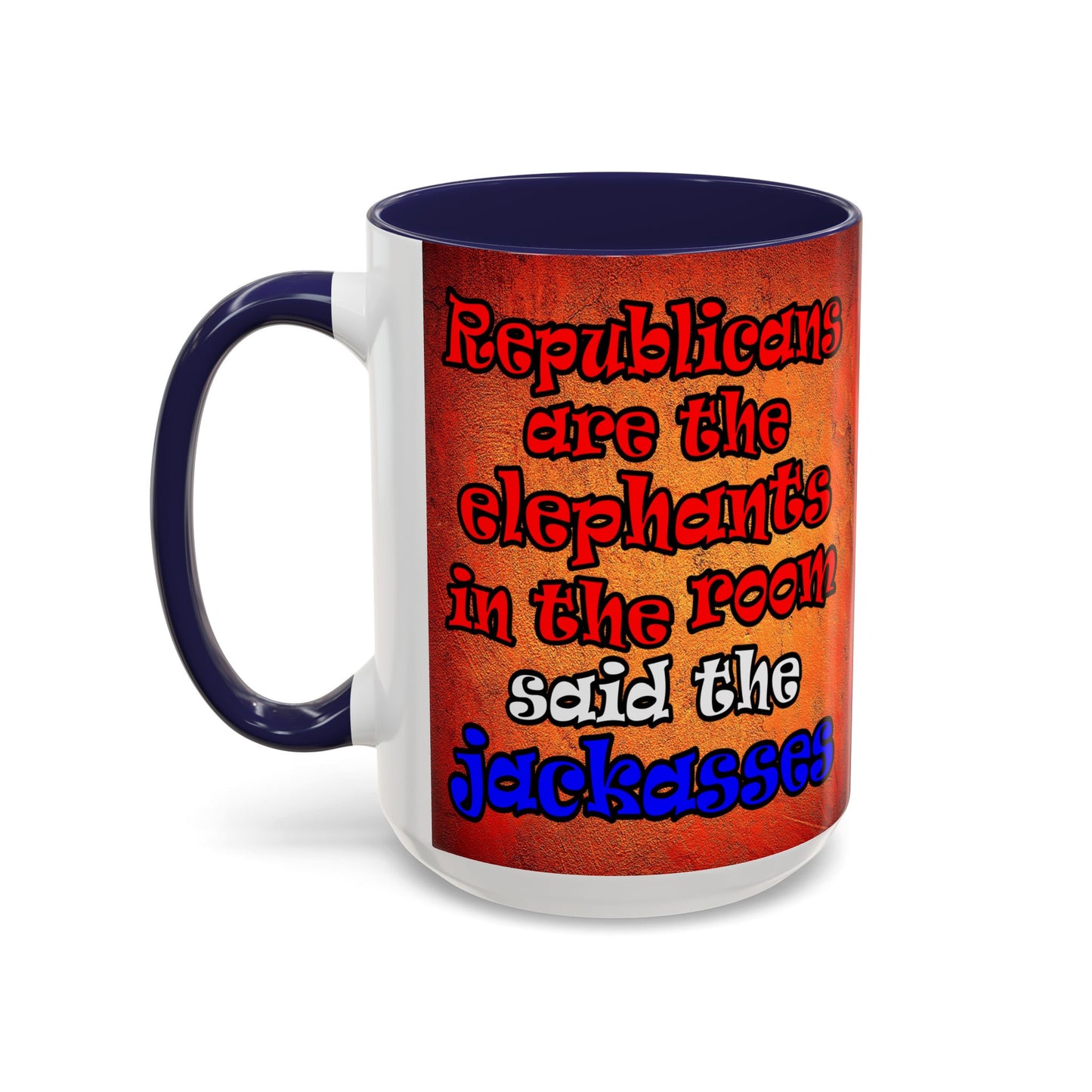 donkeys and elephants - Accent Mug (burnt orange)