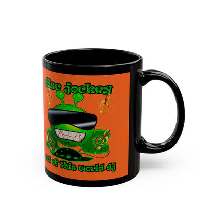 disc jockey - Black Mug (orange)