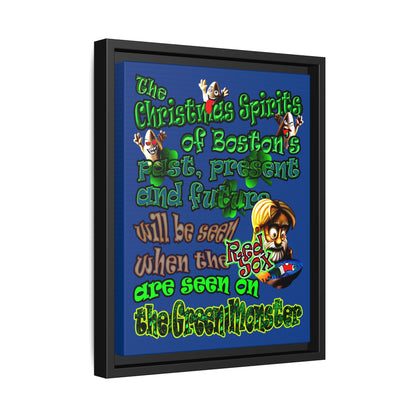 christmas spirits of boston - framed canvas art (dark blue)