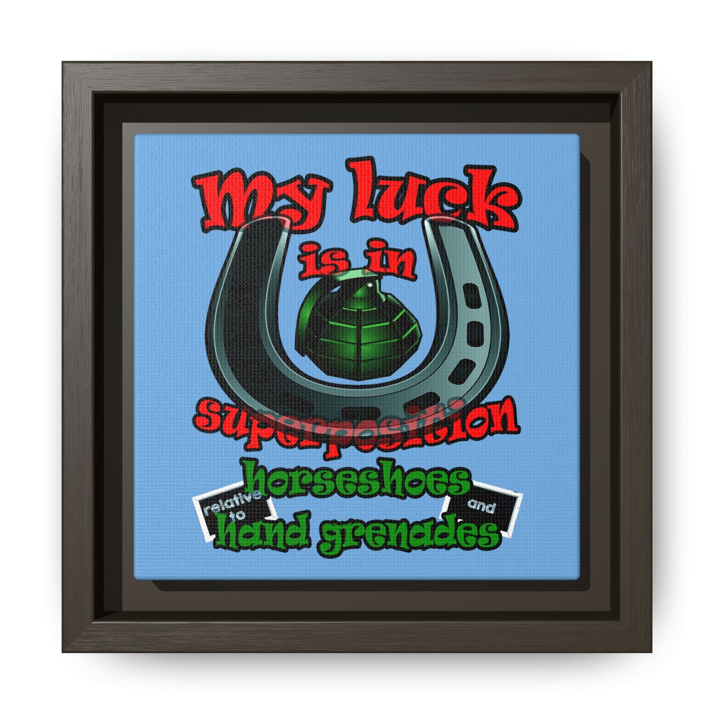 my luck - framed canvas art (light blue)