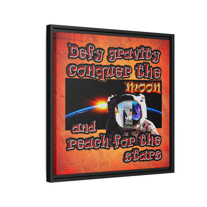 defy conquer reach - framed canvas art (burnt orange)