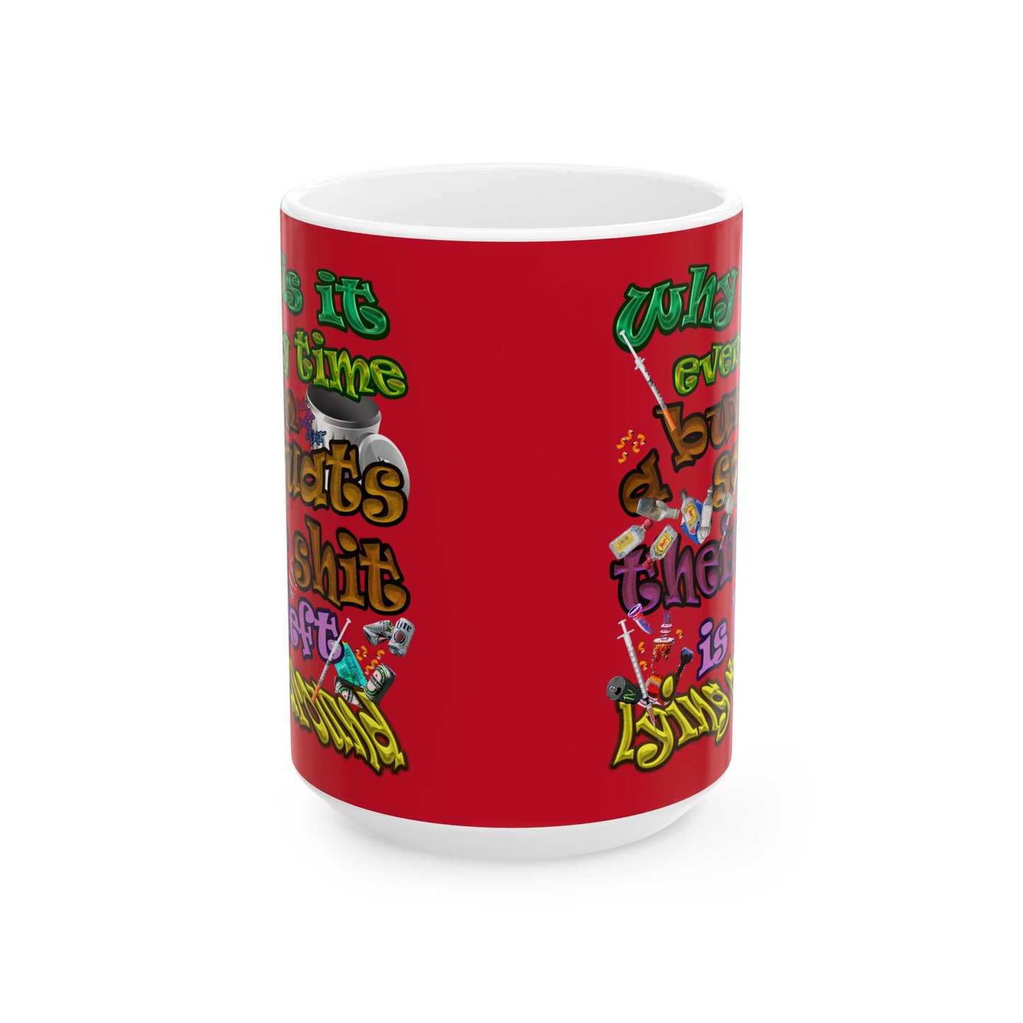 the bum's shit - White Mug (dark red)