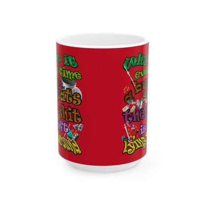 the bum's shit - White Mug (dark red)