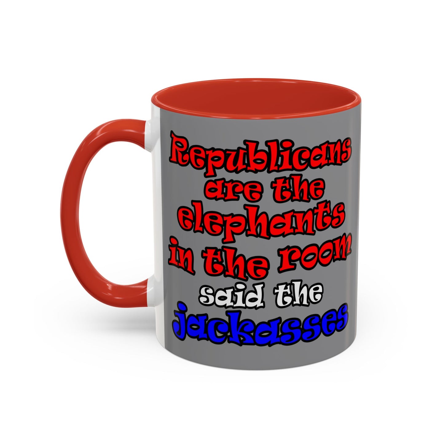 donkeys and elephants - Accent Mug (grey)
