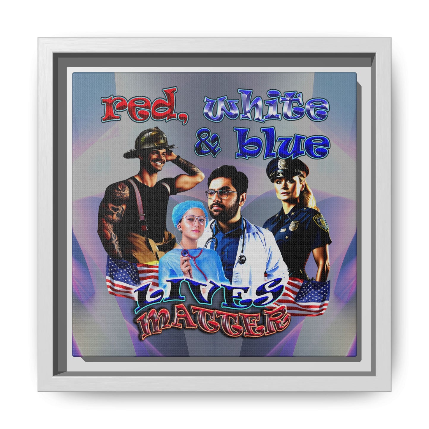 rw&b lives matter - framed canvas art (grey-pink wave)