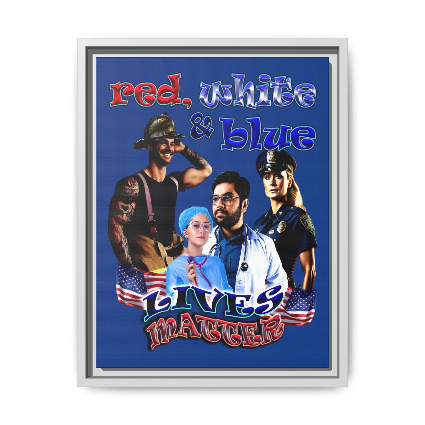 rw&b lives matter - framed canvas art (dark blue)