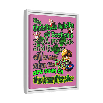 christmas spirits of boston - framed canvas art (light pink)