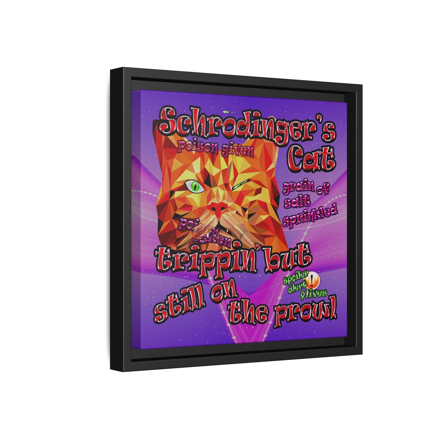 schrodinger's cat - framed canvas art (purple-pink wave)