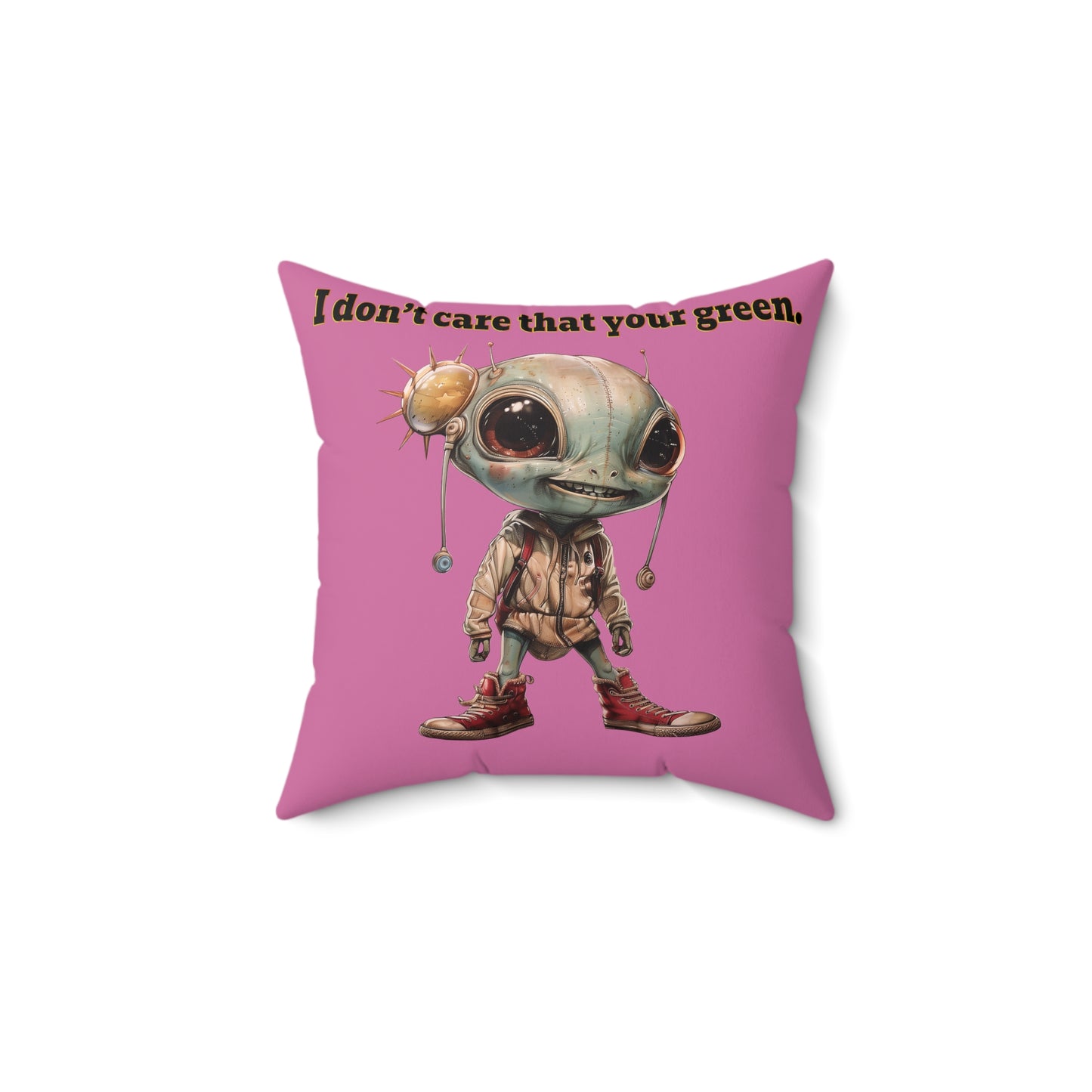I don't care that your grey - Faux Suede Square Pillow - (light pink)
