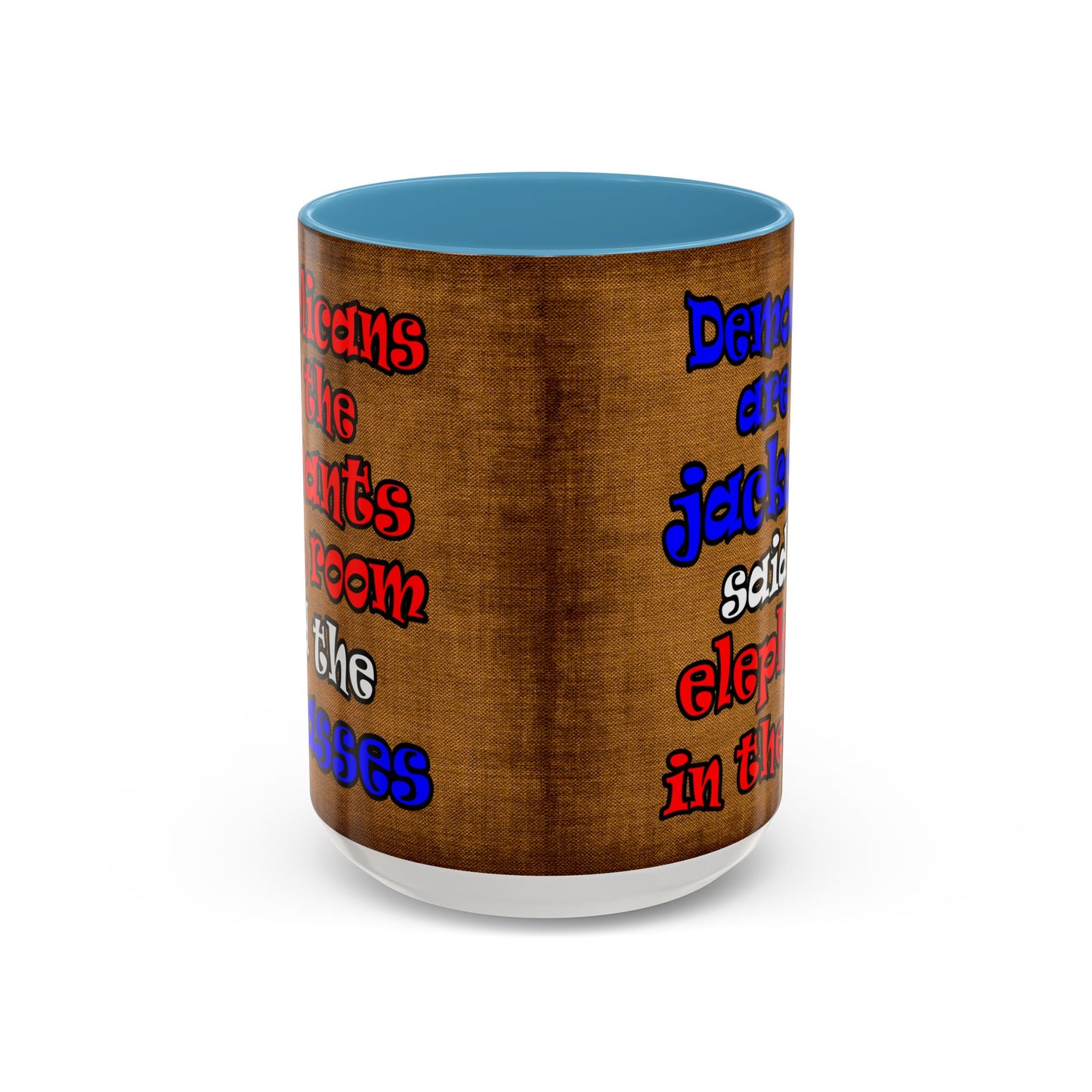 donkeys and elephants - Accent Mug (brown papyrus)