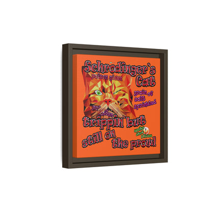 schrodinger's cat - framed canvas art (orange)