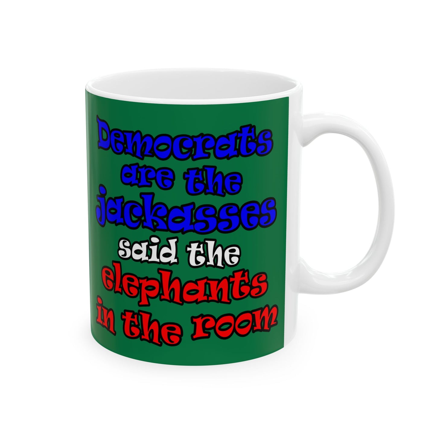 donkeys and elephants - White Mug (dark green)