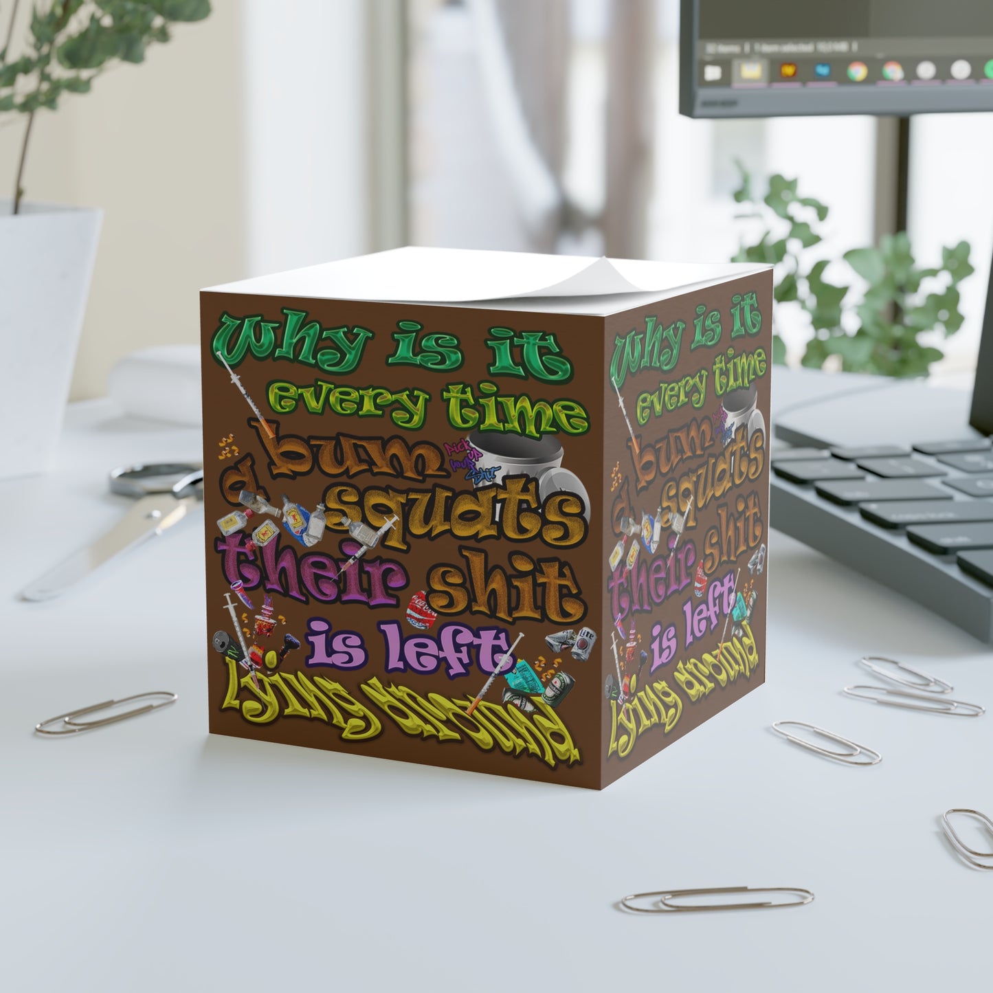 the bum's shit - note cube (brown)