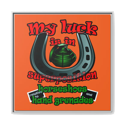 my luck - framed canvas art (orange)