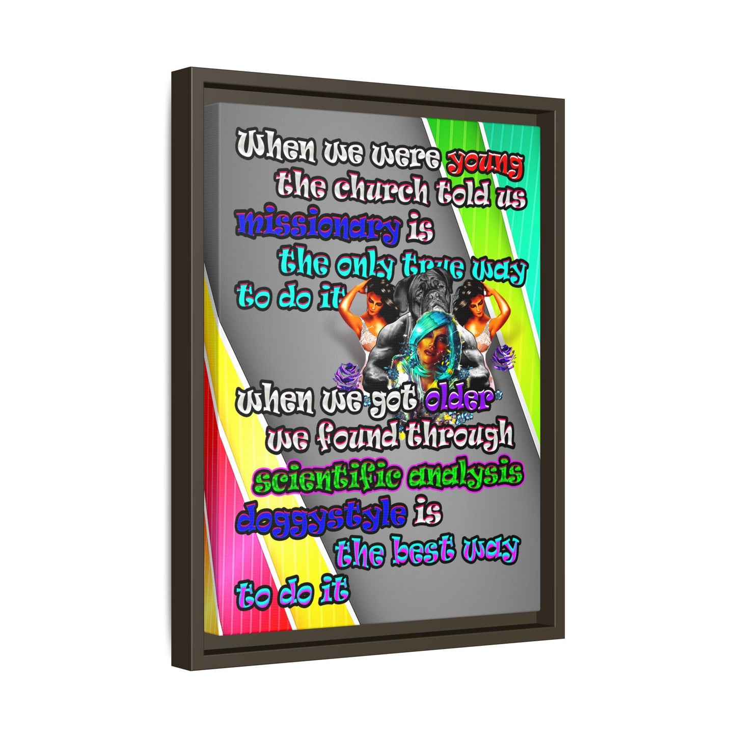 doggystyle - framed canvas art (rainbow split)