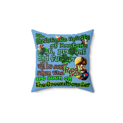 christmas spirits of boston - Faux Suede Square Pillow - (light blue)