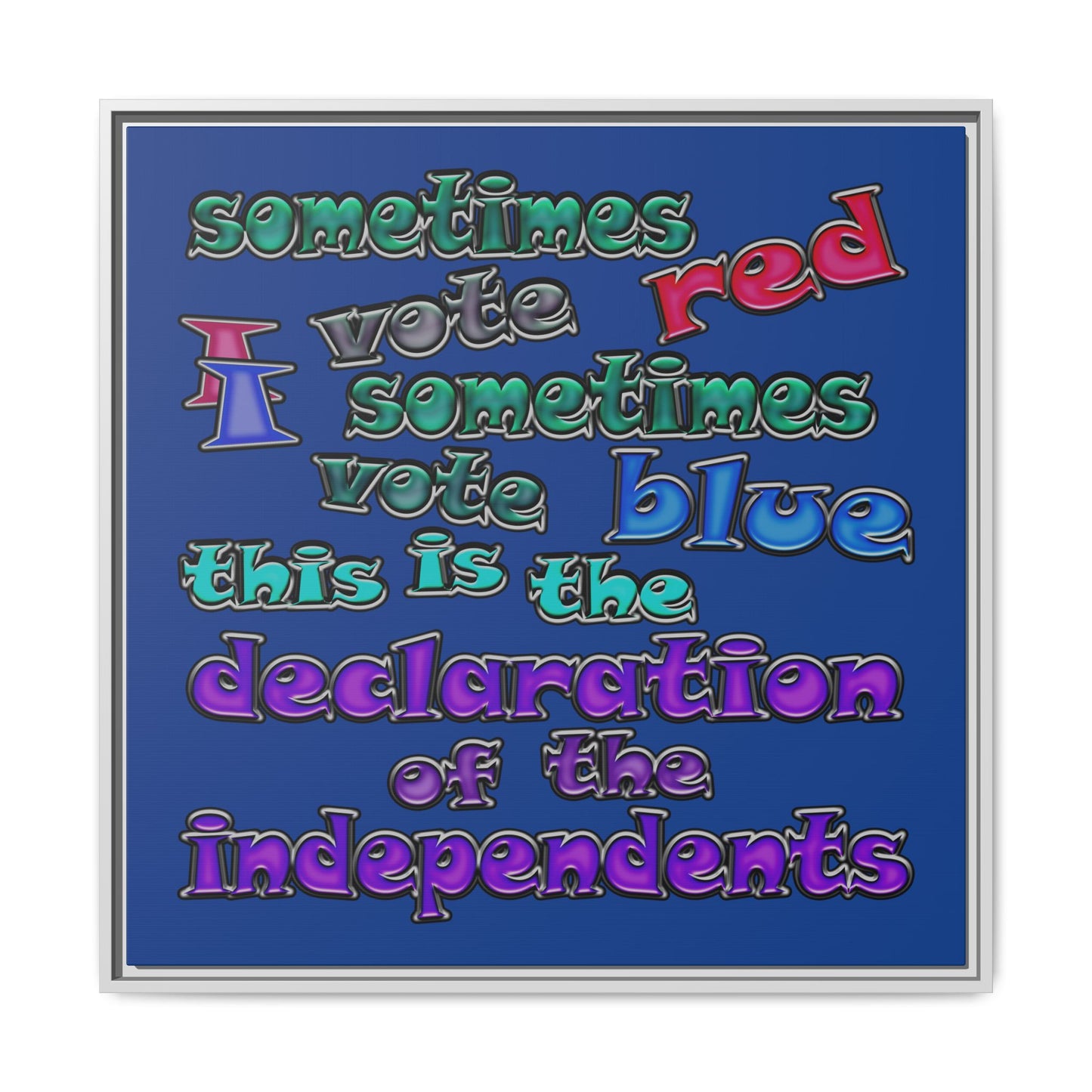 declaration of the independents - framed canvas art (dark blue)