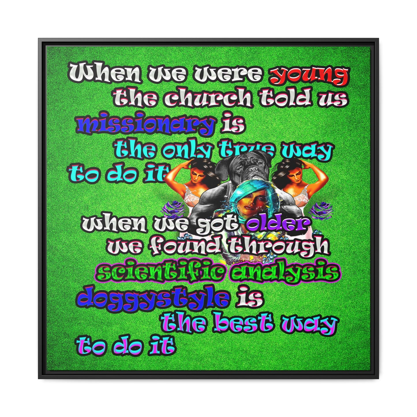 doggystyle - framed canvas art (green turf)