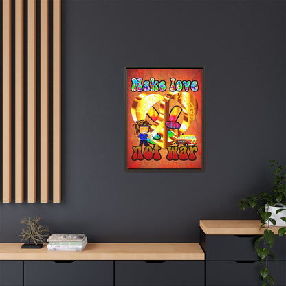 love peace - framed canvas art (burnt orange)