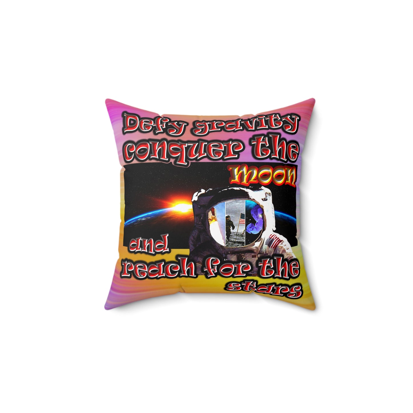 defy conquer reach - Spun Polyester Square Pillow - (color blur)