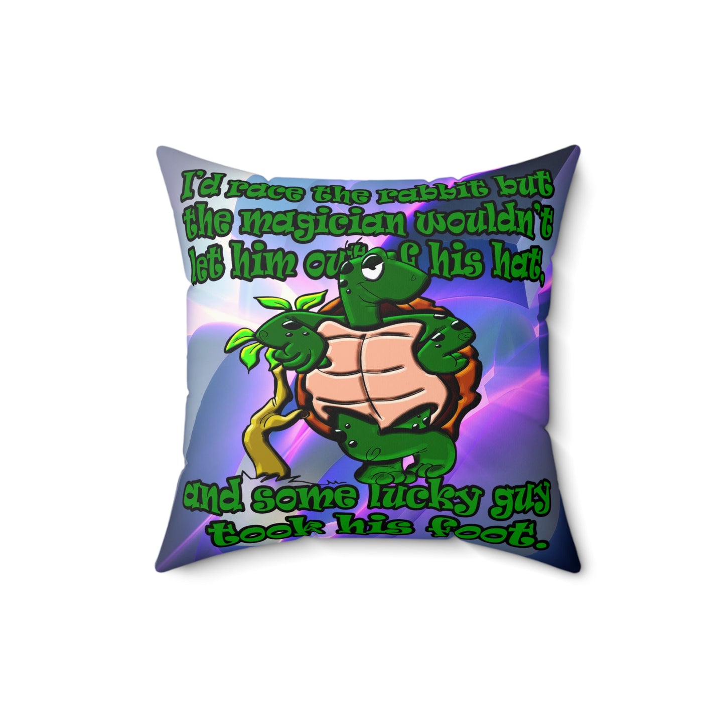 turtle race - Spun Polyester Square Pillow - (grey-pink wave)