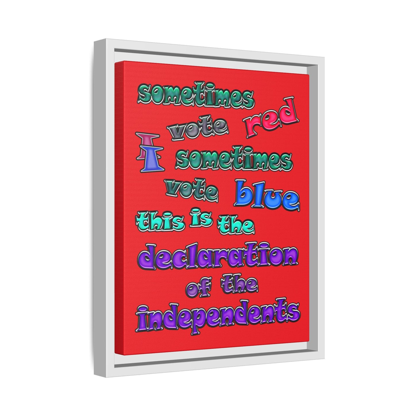 declaration of the independents - framed canvas art (red)