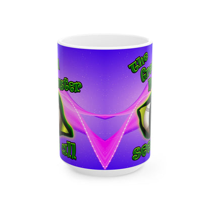 green monster - White Mug (purple-pink wave)