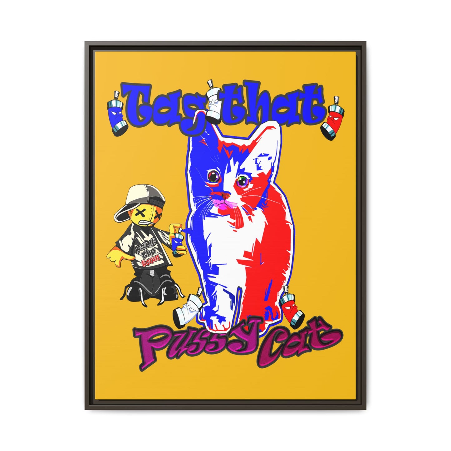 tag that - framed canvas art (yellow)