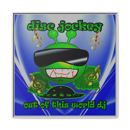 disc jockey - framed canvas art (blue-white wave)