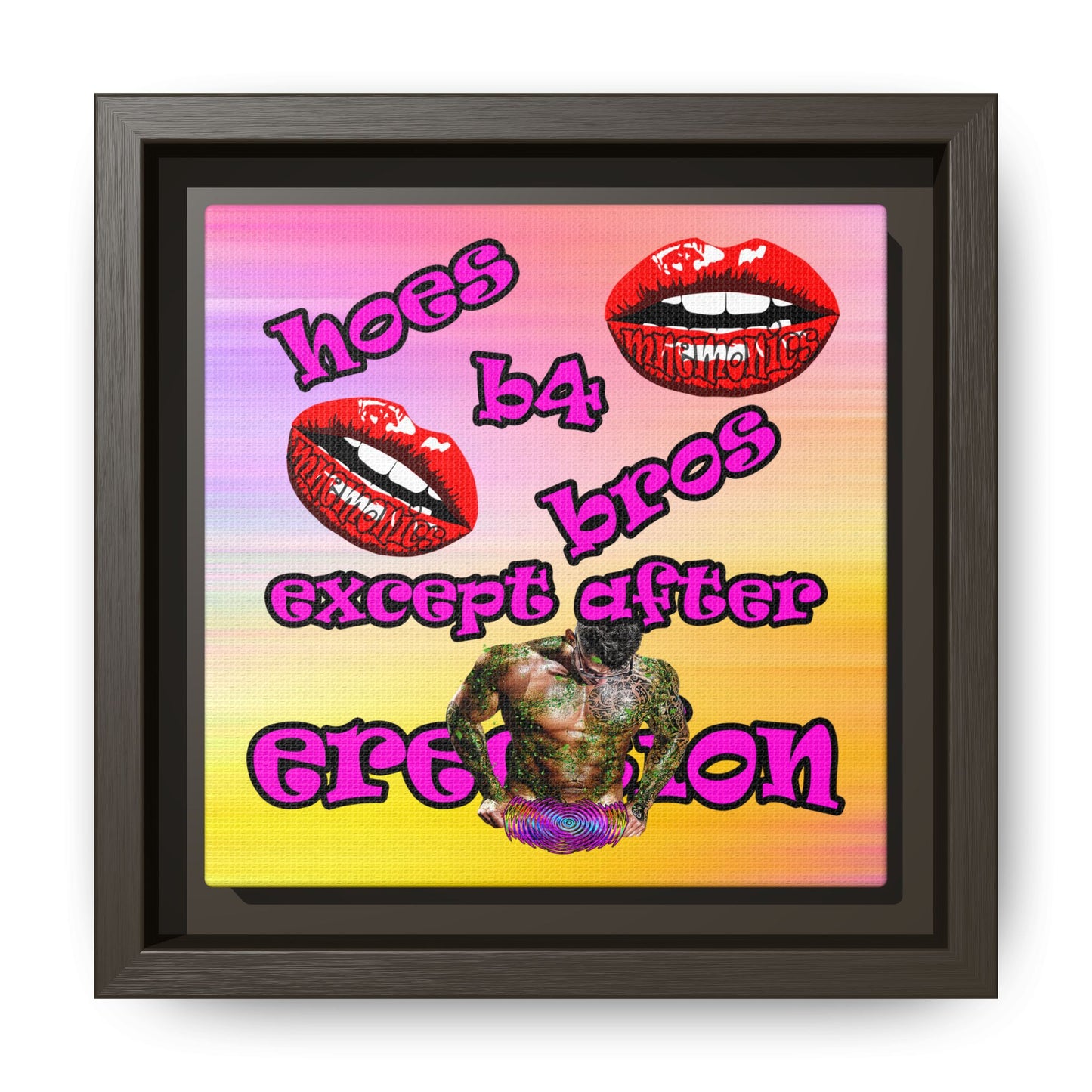 hoes b4 bros - framed canvas art (color blur)