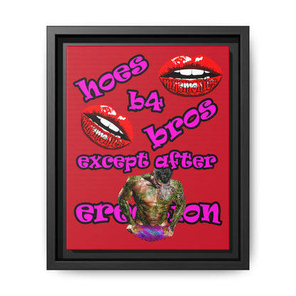 hoes b4 bros - framed canvas art (dark red)