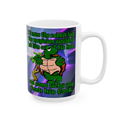 turtle race - White Mug (grey-pink wave)