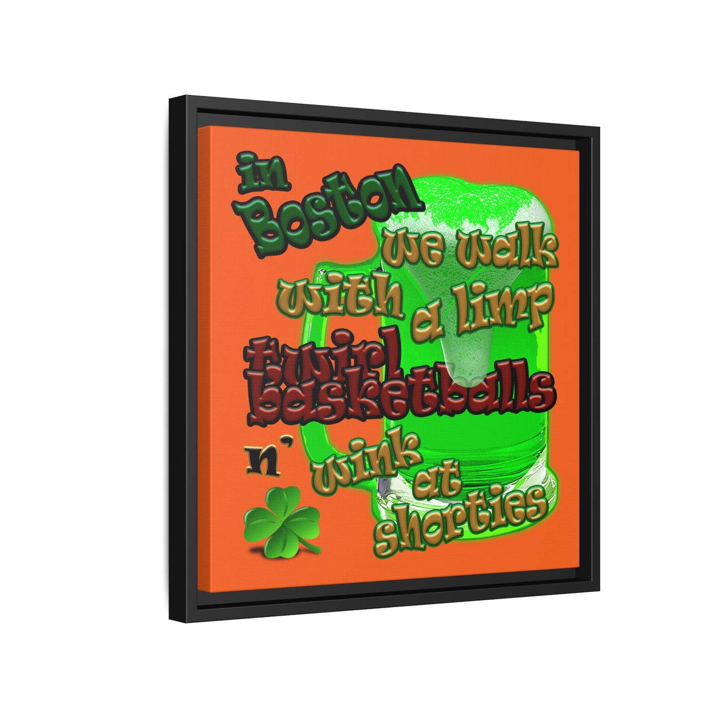 celtics logo - framed canvas art (orange)