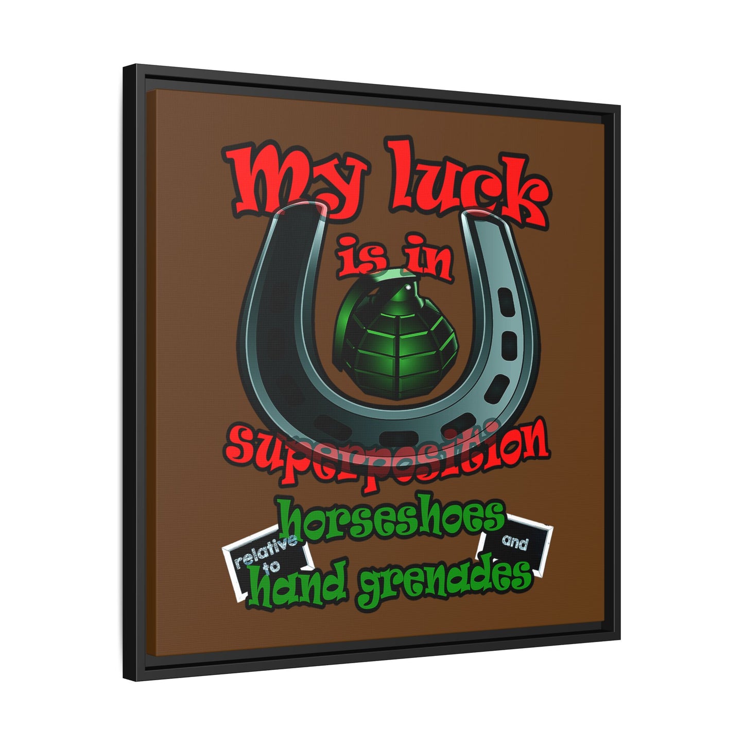 my luck - framed canvas art (brown)