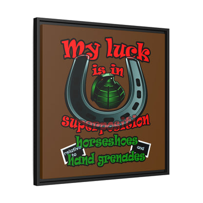my luck - framed canvas art (brown)