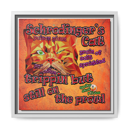schrodinger's cat - framed canvas art (burnt orange)