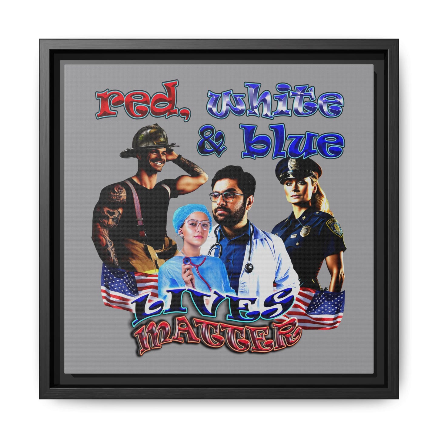 rw&b lives matter - framed canvas art (grey)