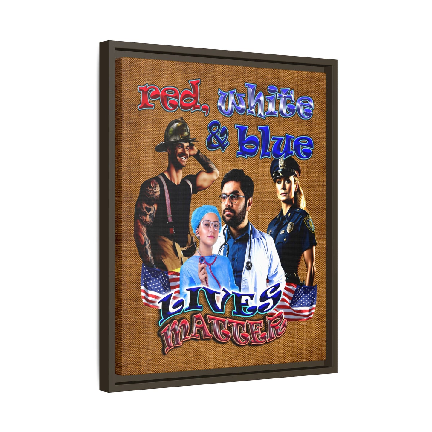 rw&b lives matter - framed canvas art (brown papyrus)