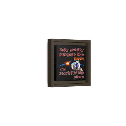 defy conquer reach - framed canvas art (black)