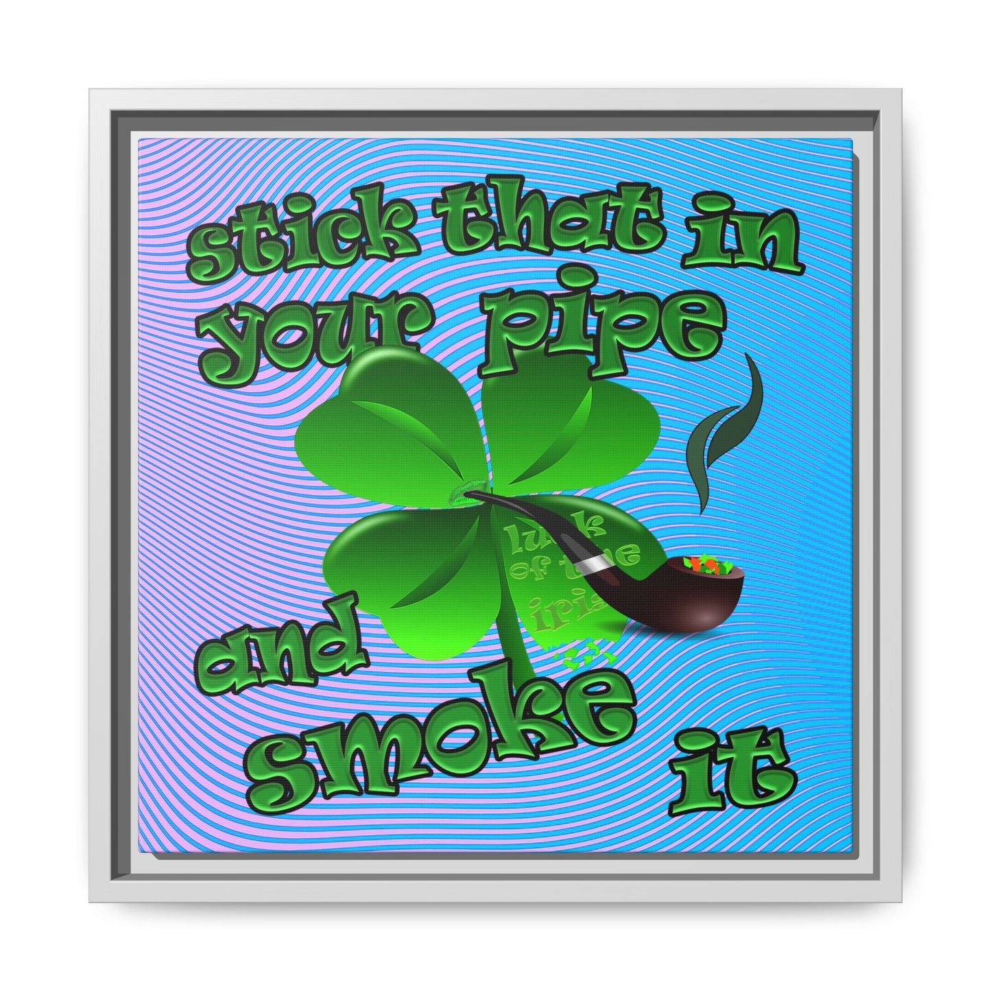 stick that in your pipe and smoke it - framed canvas art (light blue-purple wave)