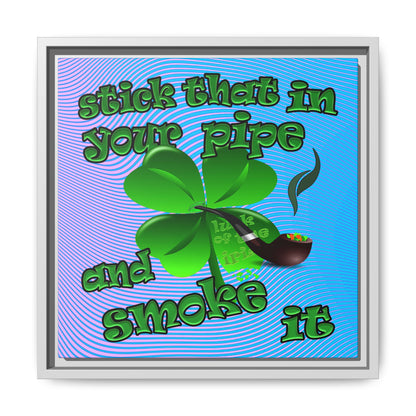 stick that in your pipe and smoke it - framed canvas art (light blue-purple wave)