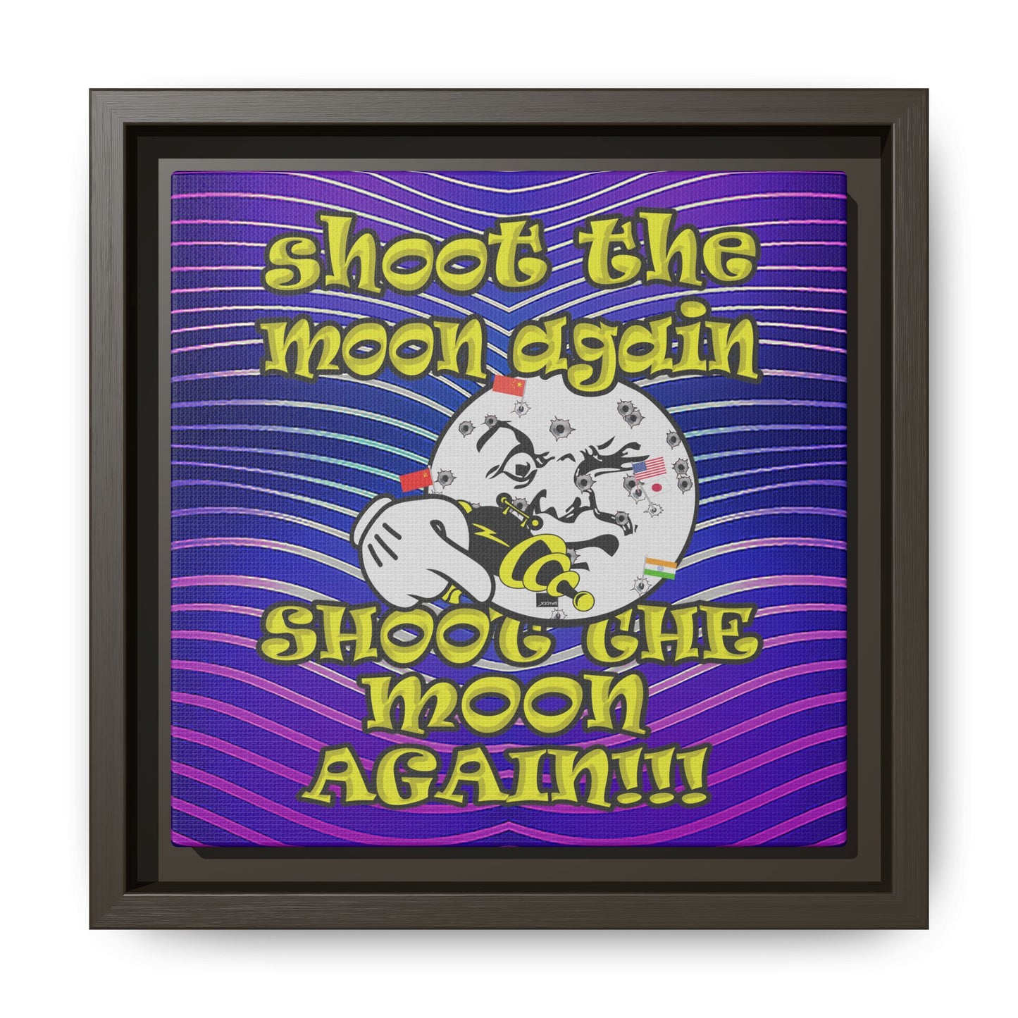 shoot the moon again - framed canvas art (purple wave)
