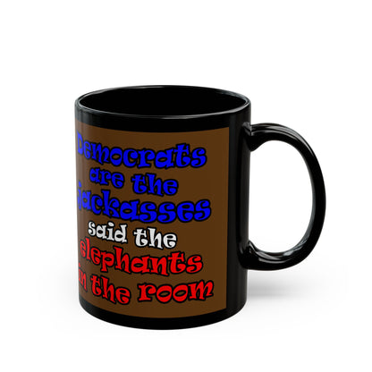 donkeys and elephants - Black Mug (brown)