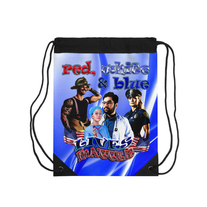 rw&b lives matter - Drawstring Bag (blue-white wave)
