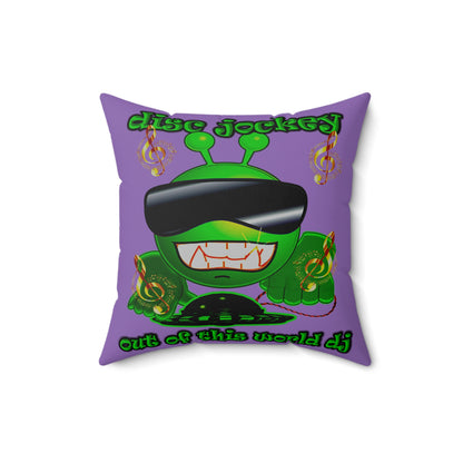 disc jockey - Spun Polyester Square Pillow - (light purple)