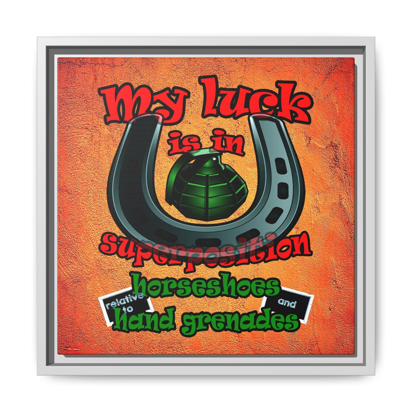 my luck - framed canvas art (burnt orange)
